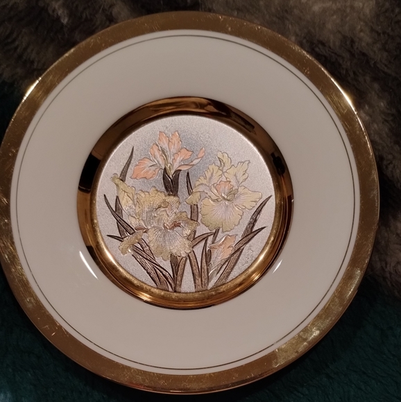 Vintage Art Of Choking 24k Gold trim 6.5"  Etched Floral Plate 12th Century Art. - Picture 3 of 16